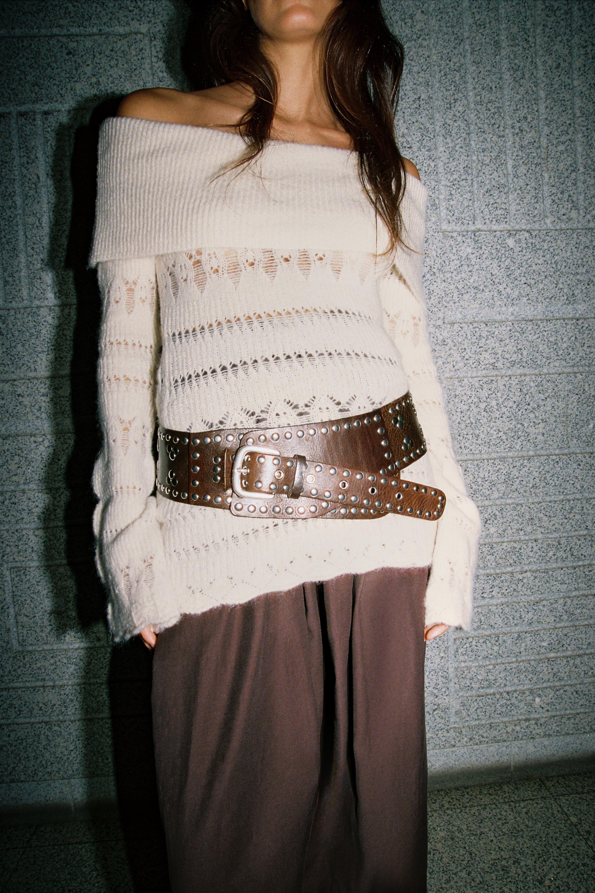 OPENWORK OFF-THE-SHOULDER JUMPER